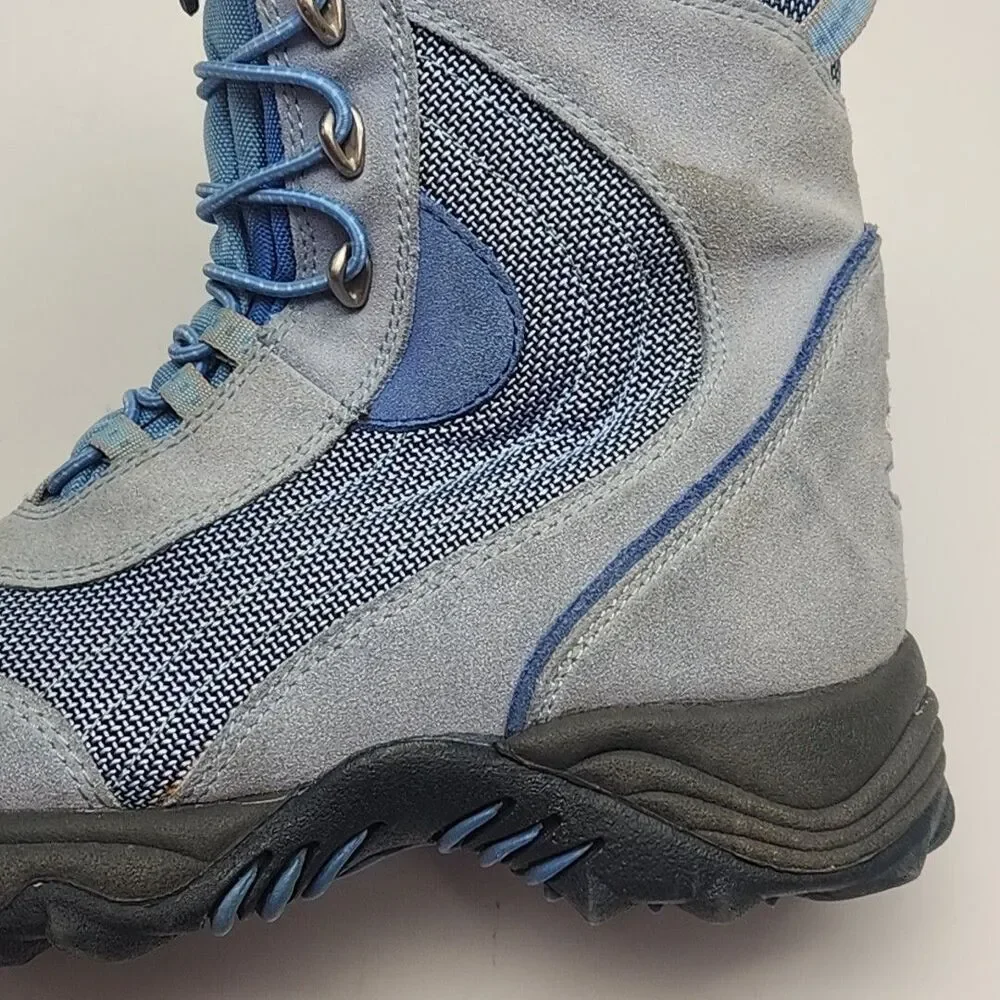 LL Bean Boots Blue Suede Thinsulate Winter Hiking Ankle Toggle Size 4 Kids Youth